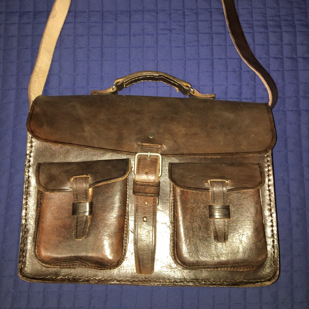 Hand Made Genuine Leather Briefcase - Brown